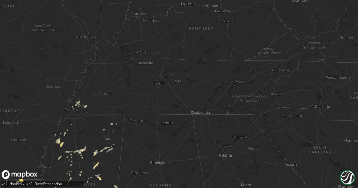 Hail map in Tennessee on June 10, 2023