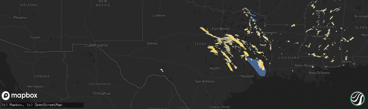 Hail map in Texas on June 10, 2023