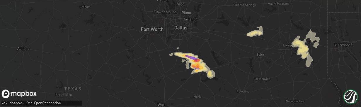 Hail map in Waxahachie, TX on June 10, 2023