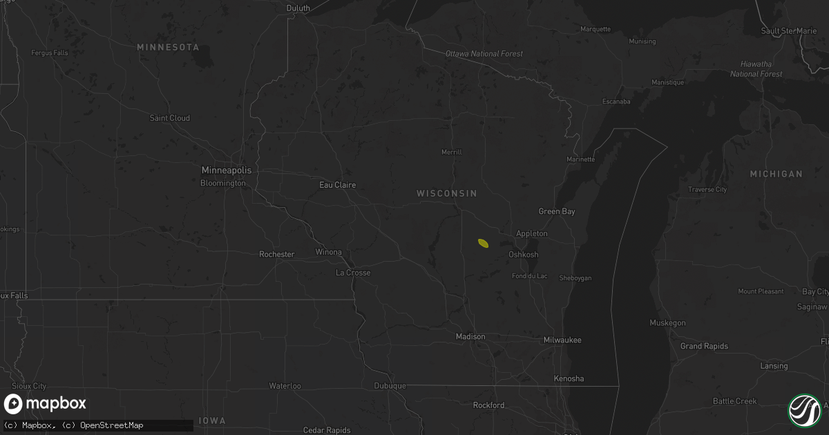 Hail map in Wisconsin on June 10, 2023