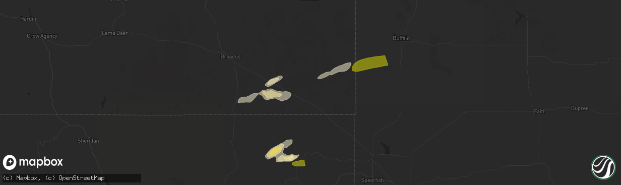 Hail map in Alzada, MT on June 10, 2024