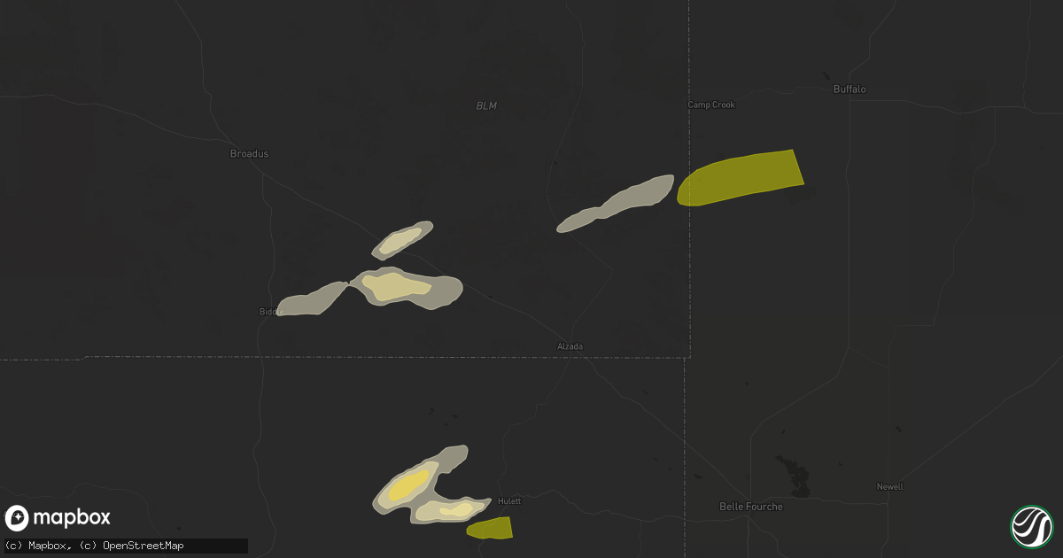 Hail map in Alzada, MT on June 10, 2024