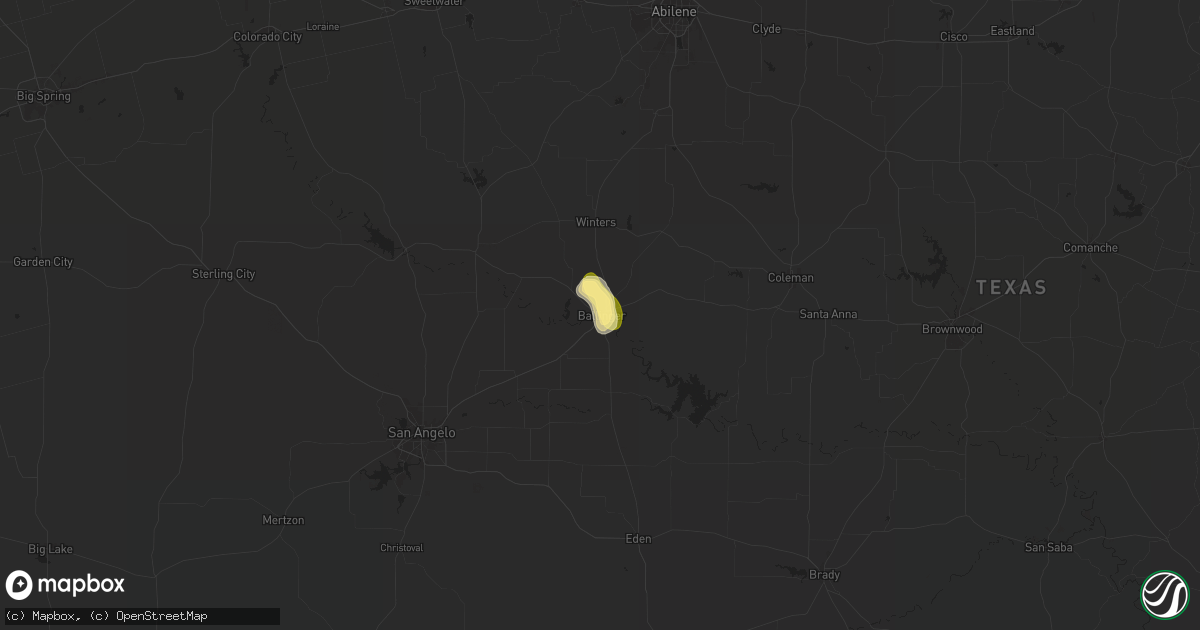 Hail map in Ballinger, TX on June 10, 2024