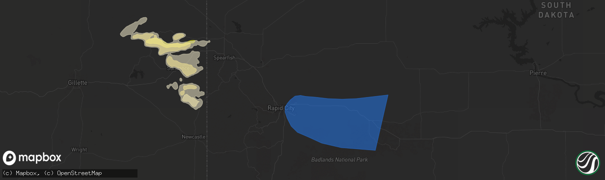 Hail map in Box Elder, SD on June 10, 2024