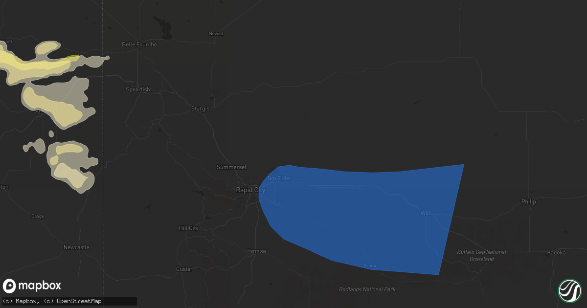 Hail map in Box Elder, SD on June 10, 2024