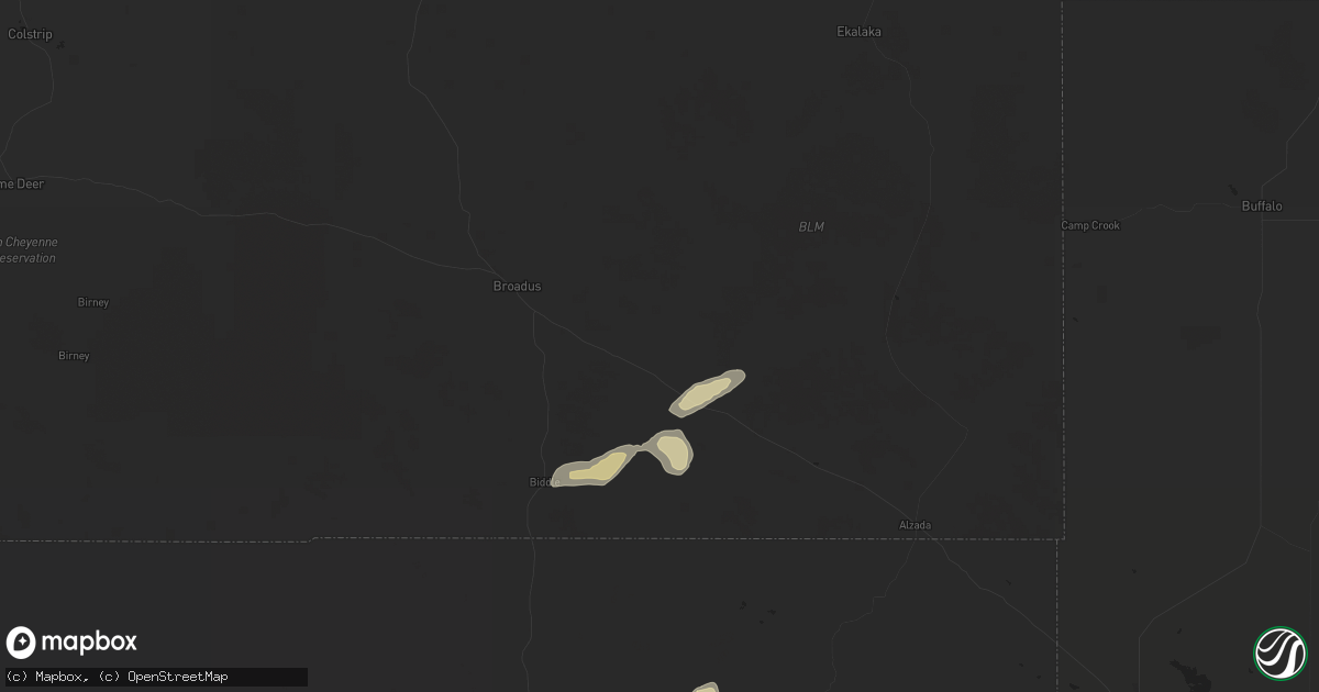Hail map in Boyes, MT on June 10, 2024