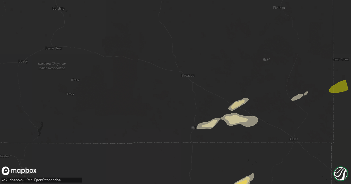 Hail map in Broadus, MT on June 10, 2024