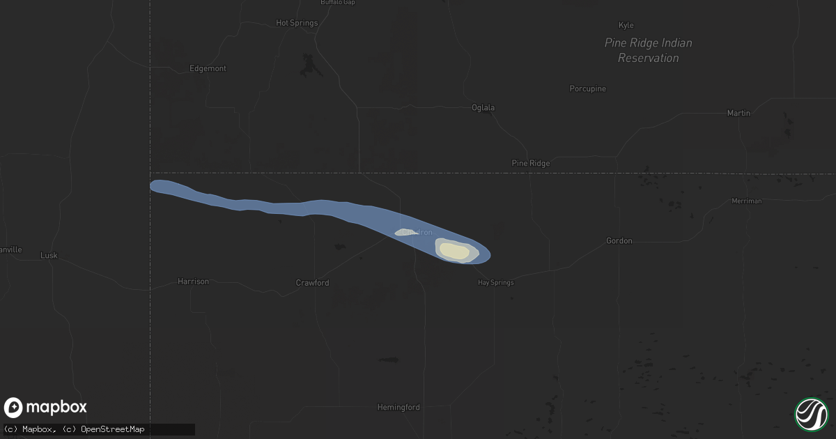 Hail map in Chadron, NE on June 10, 2024
