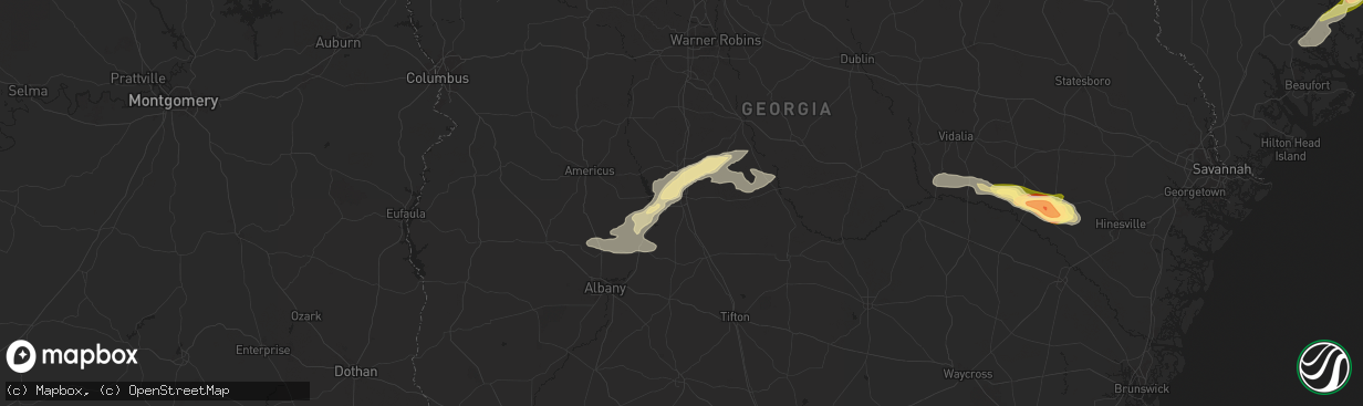 Hail map in Cordele, GA on June 10, 2024