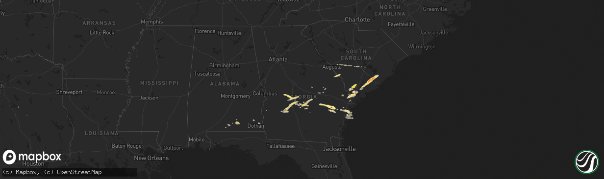 Hail map in Georgia on June 10, 2024