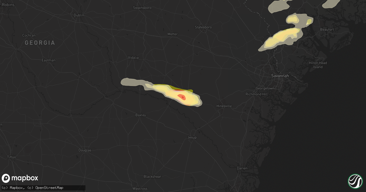 Hail map in Glennville, GA on June 10, 2024