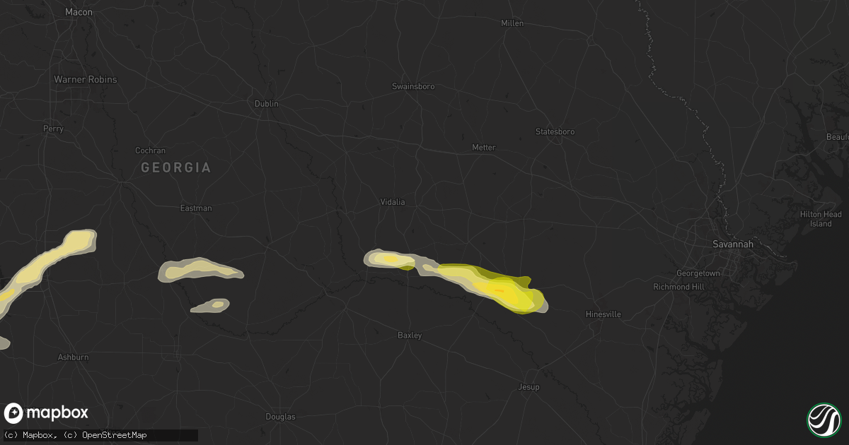 Hail map in Lyons, GA on June 10, 2024