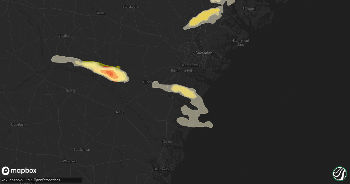 Hail map in Midway, GA on June 10, 2024