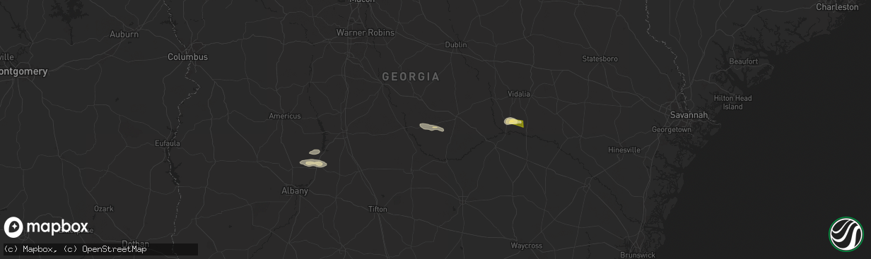 Hail map in Milan, GA on June 10, 2024