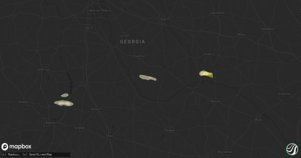 Hail map in Milan, GA on June 10, 2024