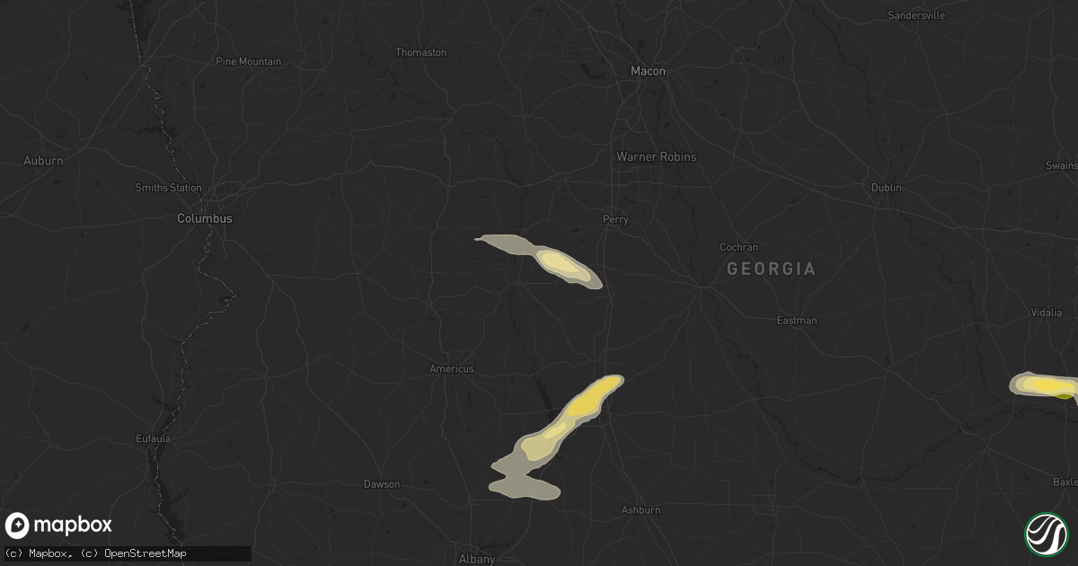 Hail map in Montezuma, GA on June 10, 2024