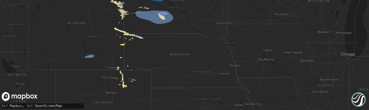 Hail map in Nebraska on June 10, 2024