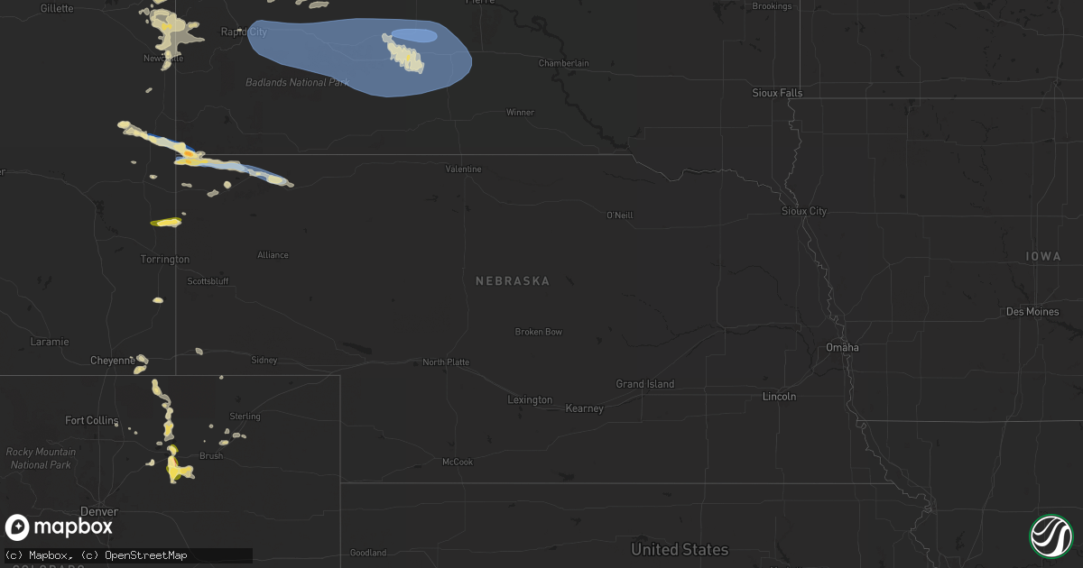Hail map in Nebraska on June 10, 2024