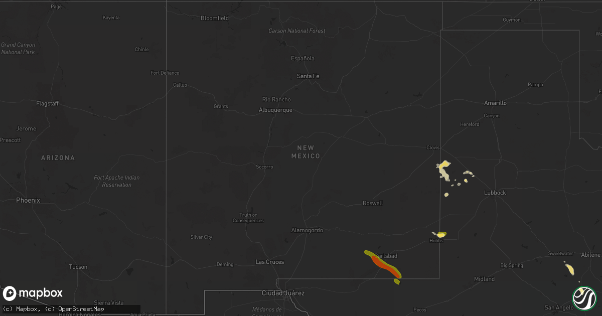 Hail map in New Mexico on June 10, 2024