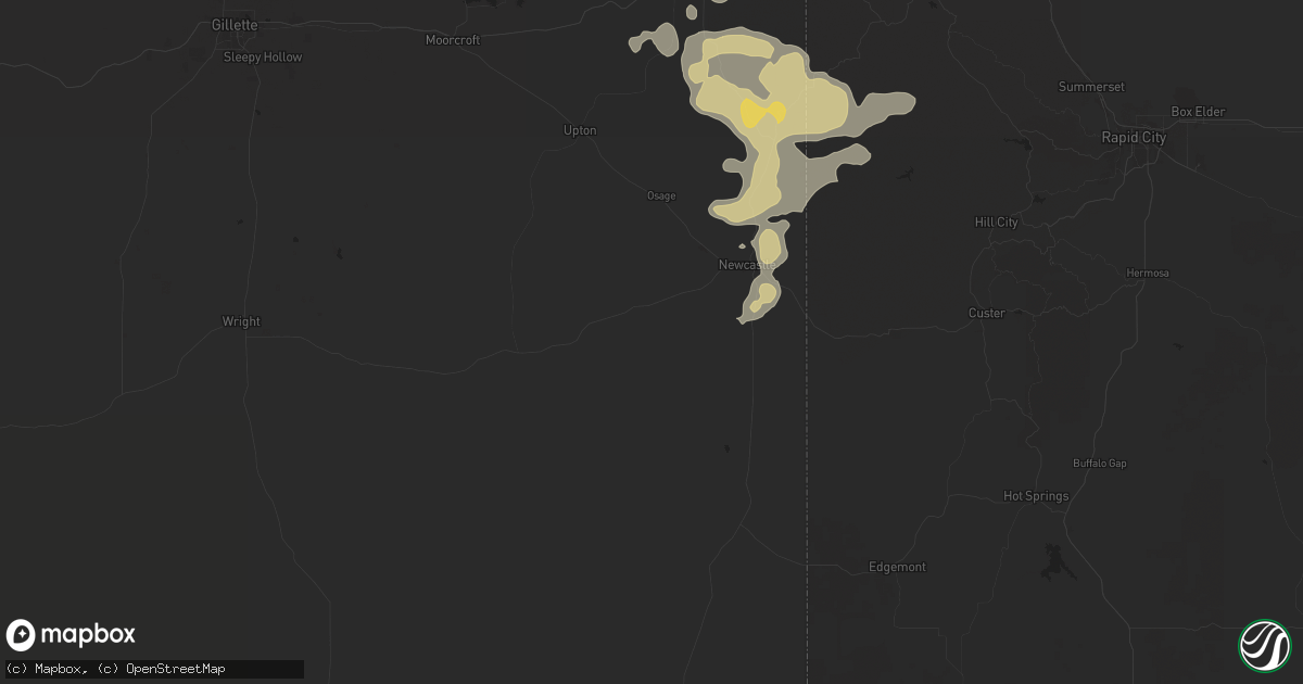Hail map in Newcastle, WY on June 10, 2024