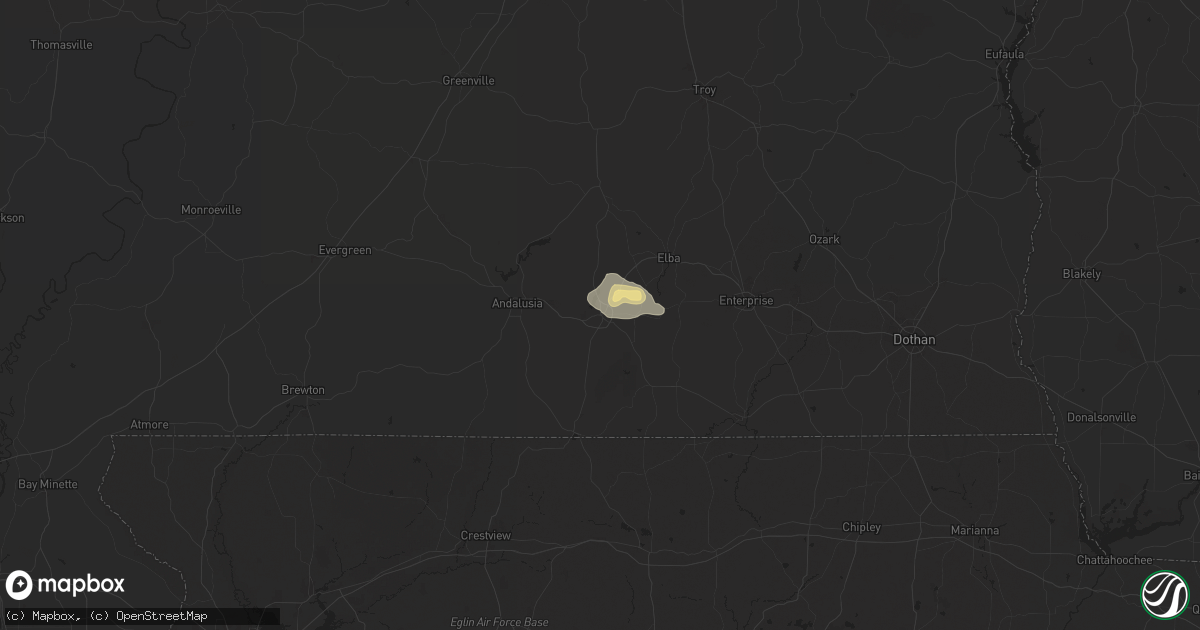 Hail map in Opp, AL on June 10, 2024