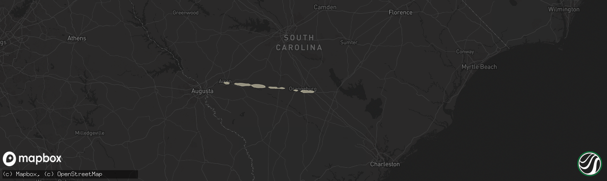 Hail map in Orangeburg, SC on June 10, 2024