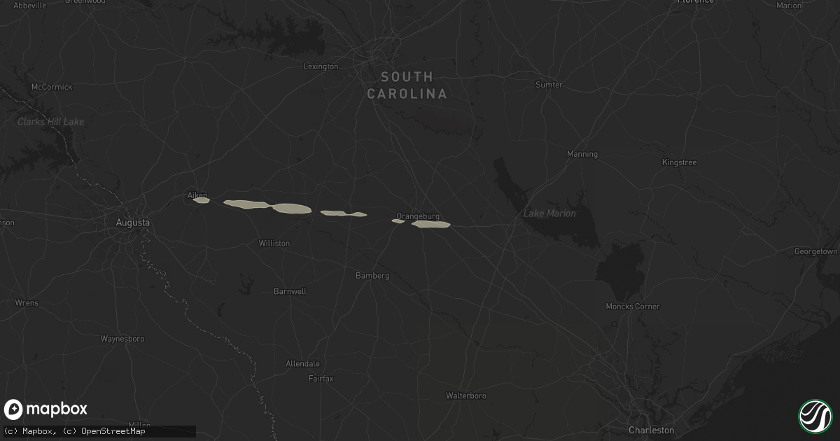 Hail map in Orangeburg, SC on June 10, 2024