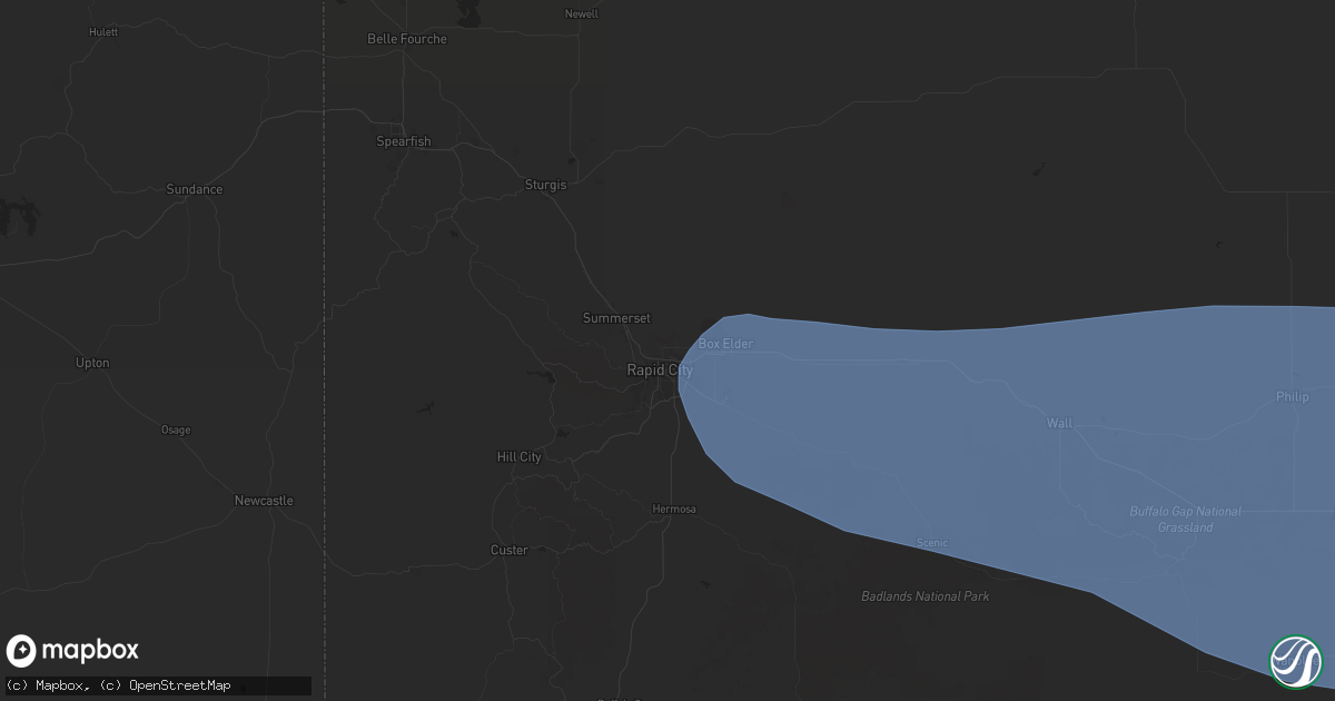 Hail map in Rapid City, SD on June 10, 2024