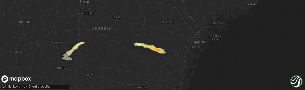 Hail map in Reidsville, GA on June 10, 2024