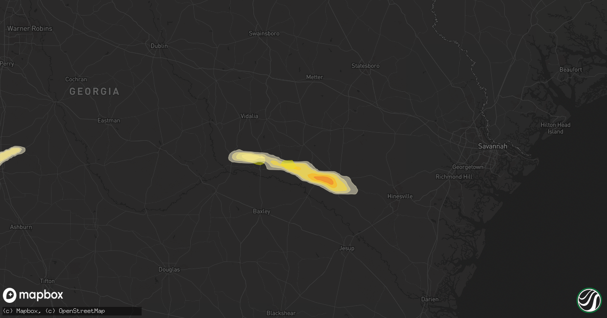 Hail map in Reidsville, GA on June 10, 2024