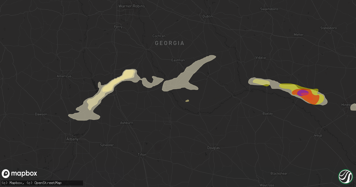 Hail map in Rhine, GA on June 10, 2024
