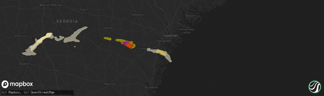 Hail map in Richmond Hill, GA on June 10, 2024
