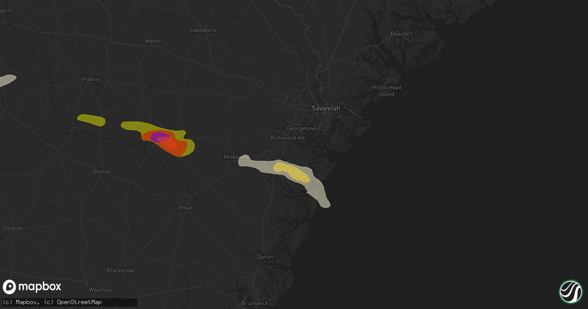 Hail map in Richmond Hill, GA on June 10, 2024