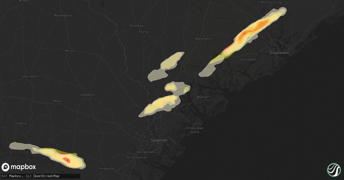 Hail map in Ridgeland, SC on June 10, 2024