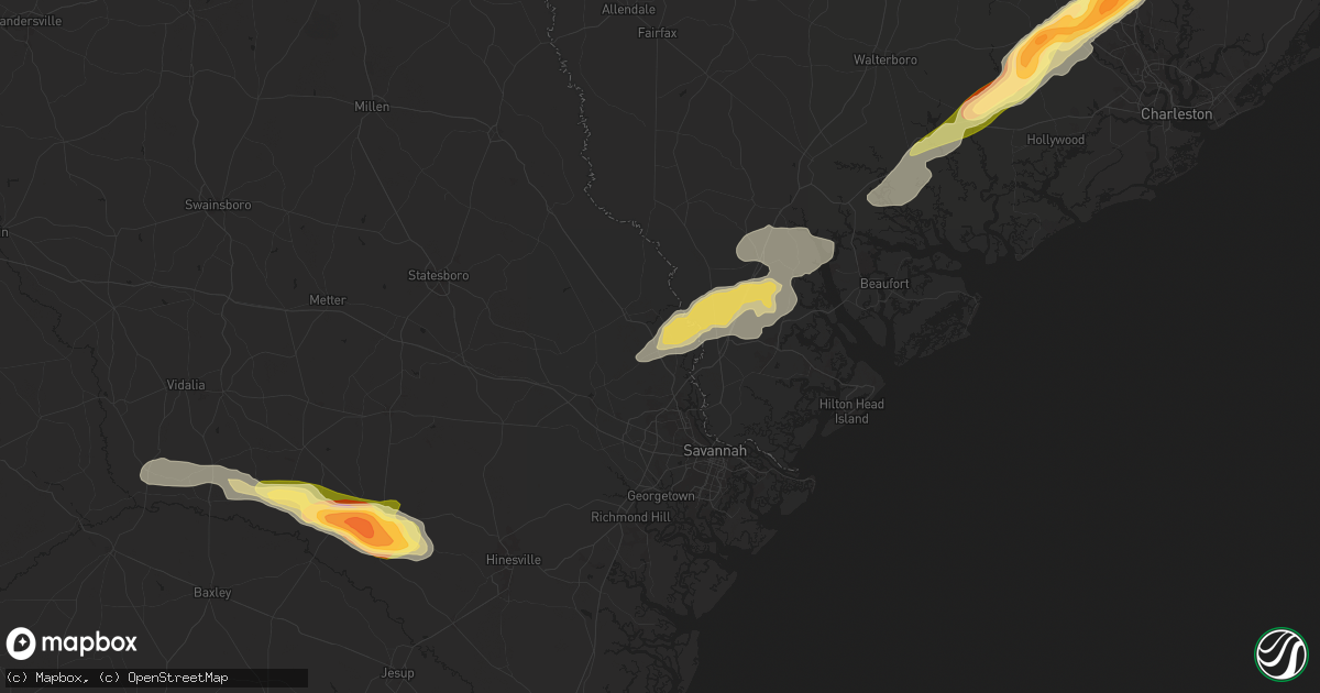 Hail map in Rincon, GA on June 10, 2024