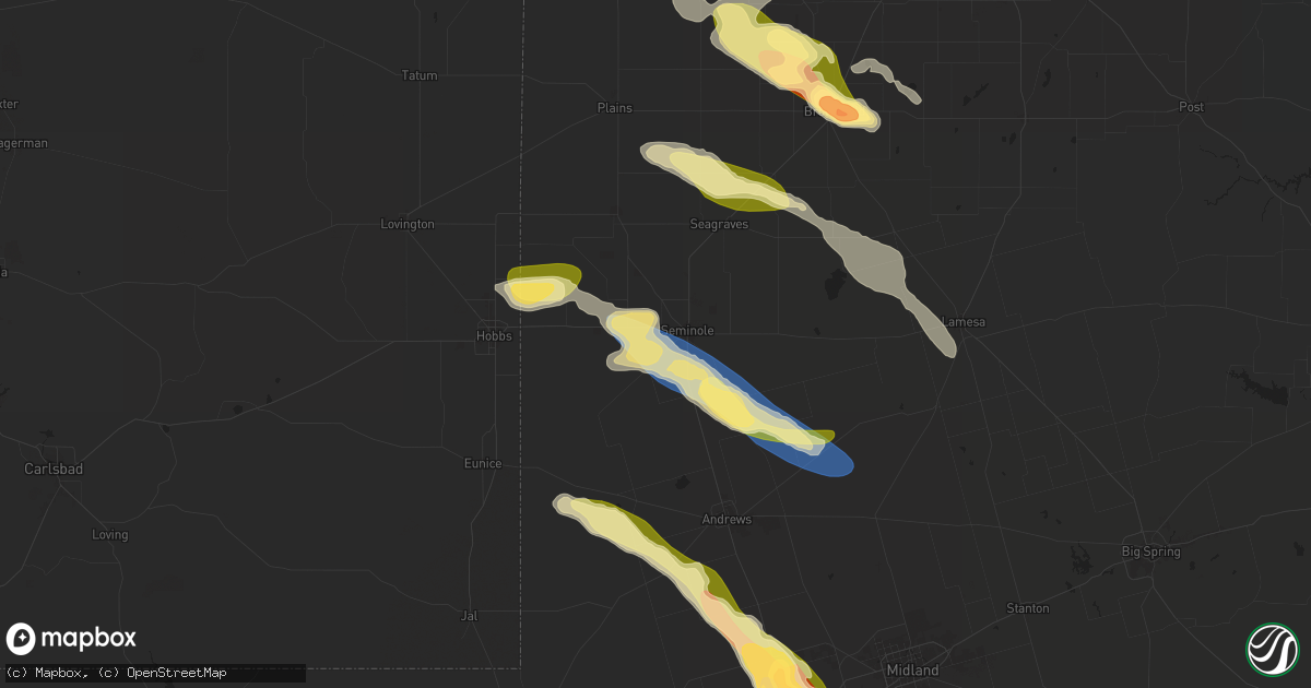 Hail map in Seminole, TX on June 10, 2024