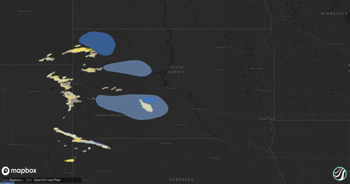 Hail map in South Dakota on June 10, 2024