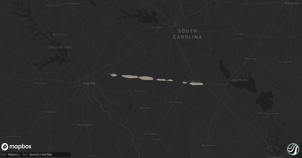 Hail map in Springfield, SC on June 10, 2024