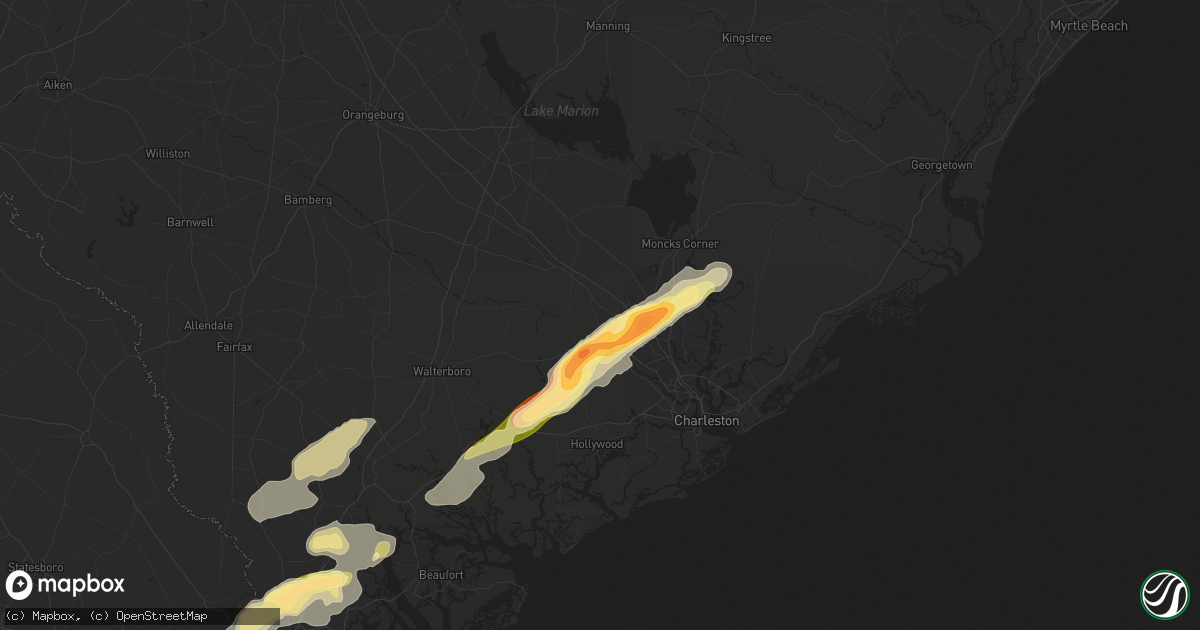 Hail map in Summerville, SC on June 10, 2024