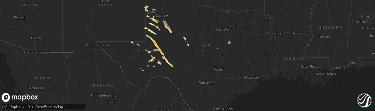 Hail map in Texas on June 10, 2024