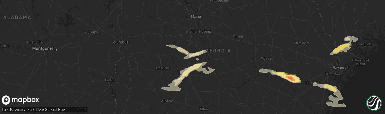 Hail map in Unadilla, GA on June 10, 2024