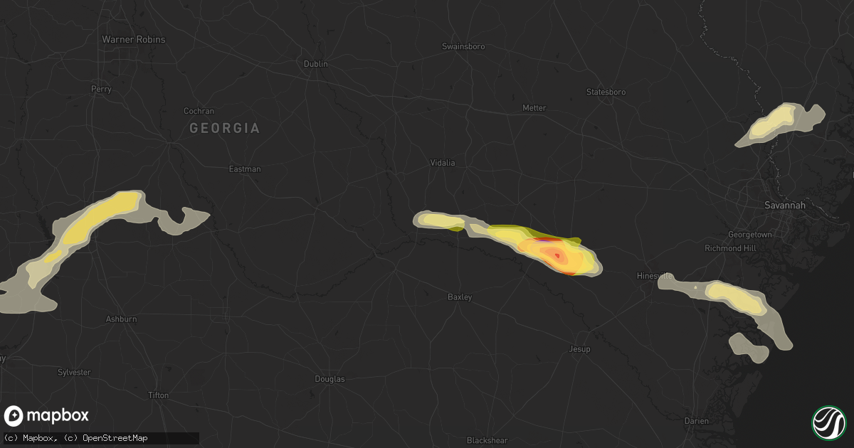 Hail map in Uvalda, GA on June 10, 2024
