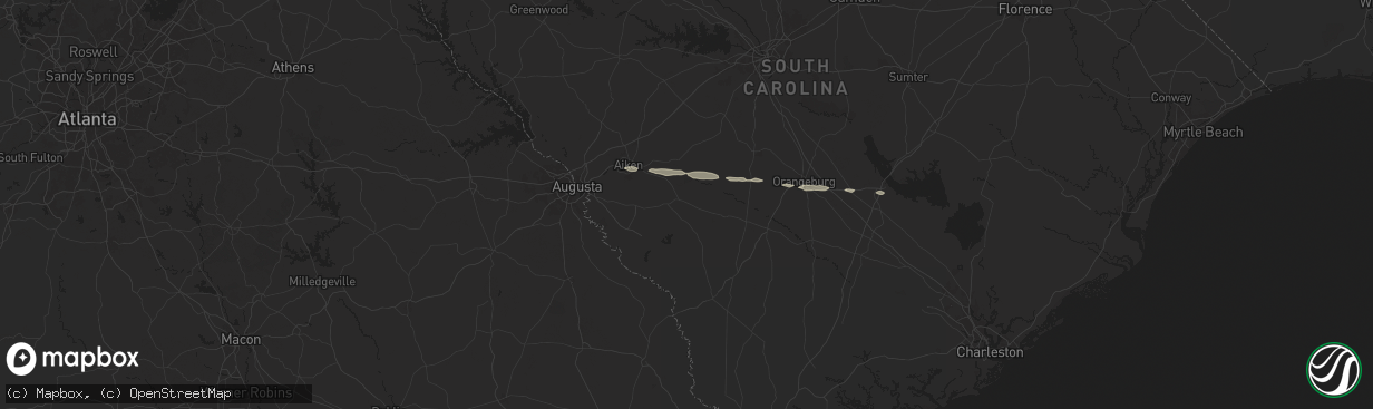 Hail map in Williston, SC on June 10, 2024