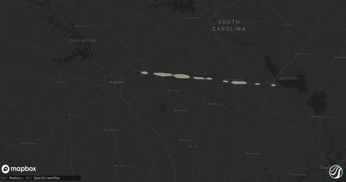 Hail map in Williston, SC on June 10, 2024