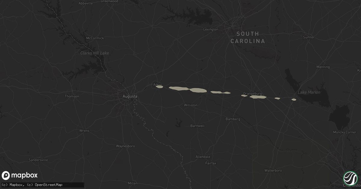 Hail map in Windsor, SC on June 10, 2024