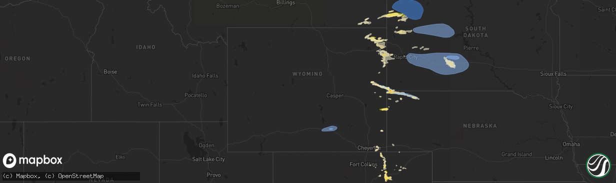 Hail map in Wyoming on June 10, 2024