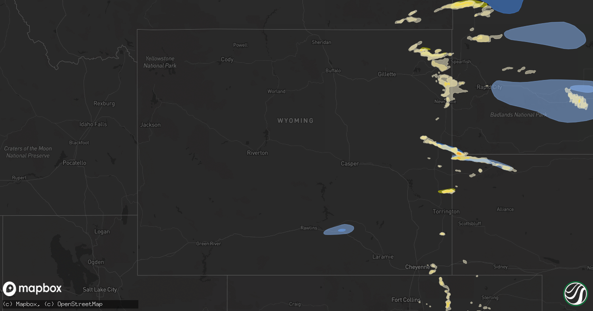 Hail map in Wyoming on June 10, 2024