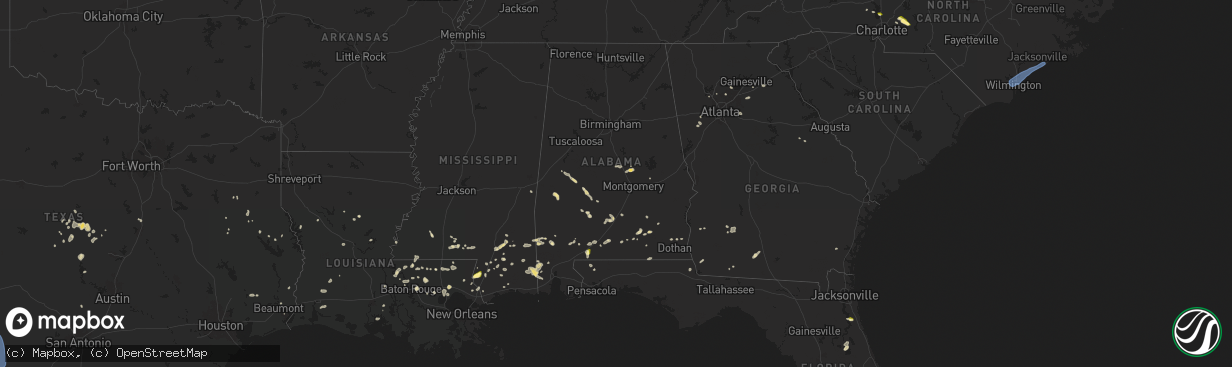Hail map in Alabama on June 10, 2025
