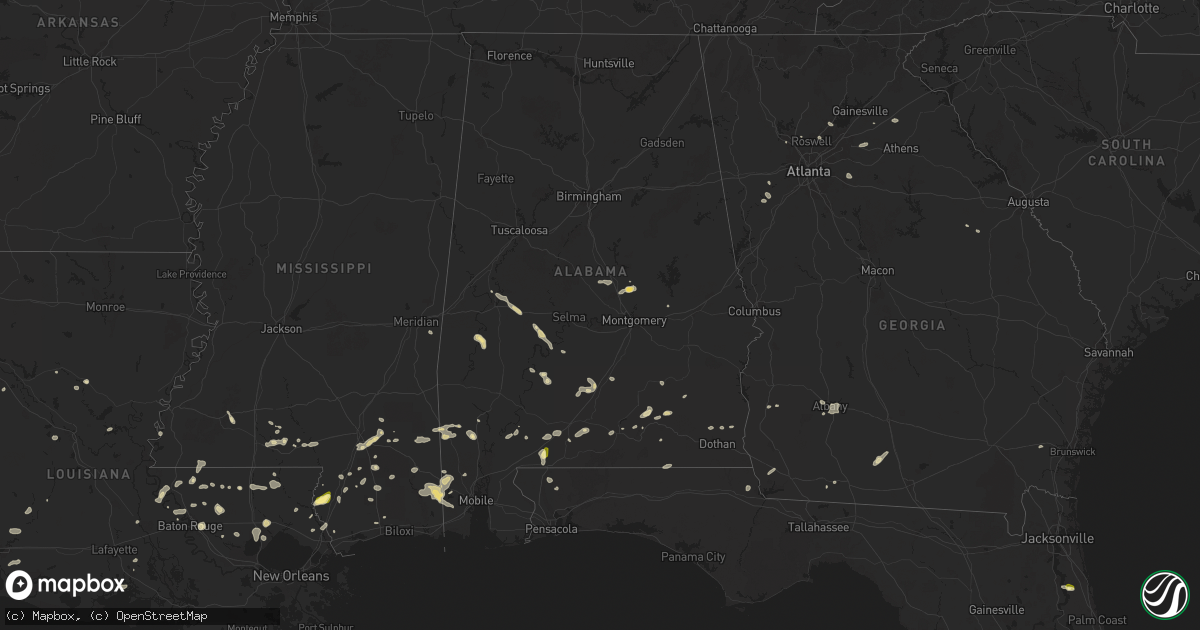 Hail map in Alabama on June 10, 2025