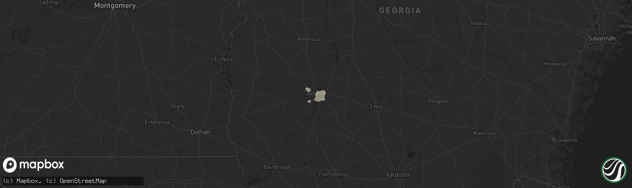 Hail map in Albany, GA on June 10, 2025